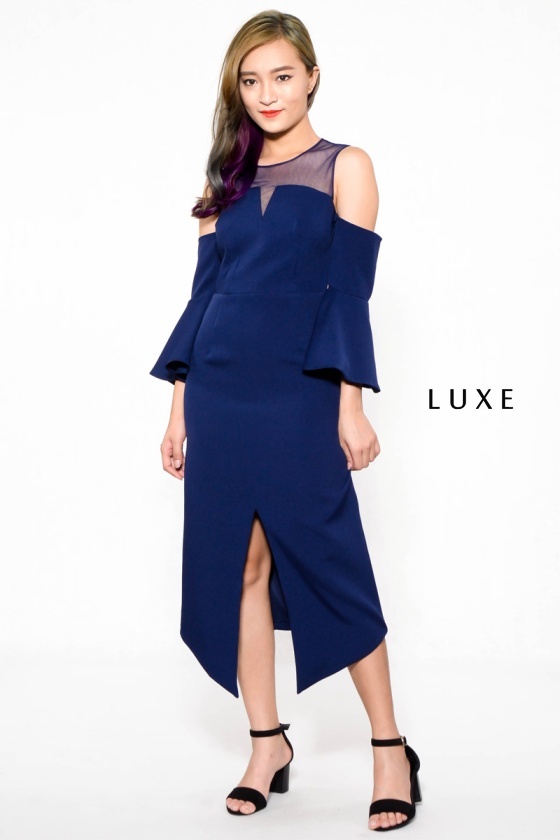 Regilla Cold Shoulder Maxi Dress - Blue