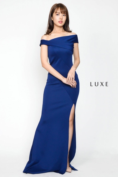 Marta Oblique Maxi Dress - Blue