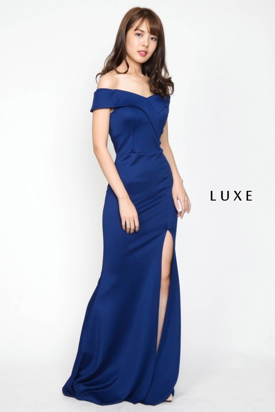Cally Off Shoulder Maxi Dress - Blue