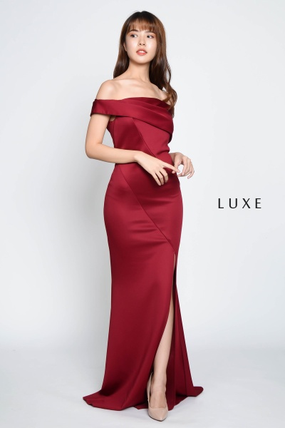 Marta Oblique Maxi Dress - Wine