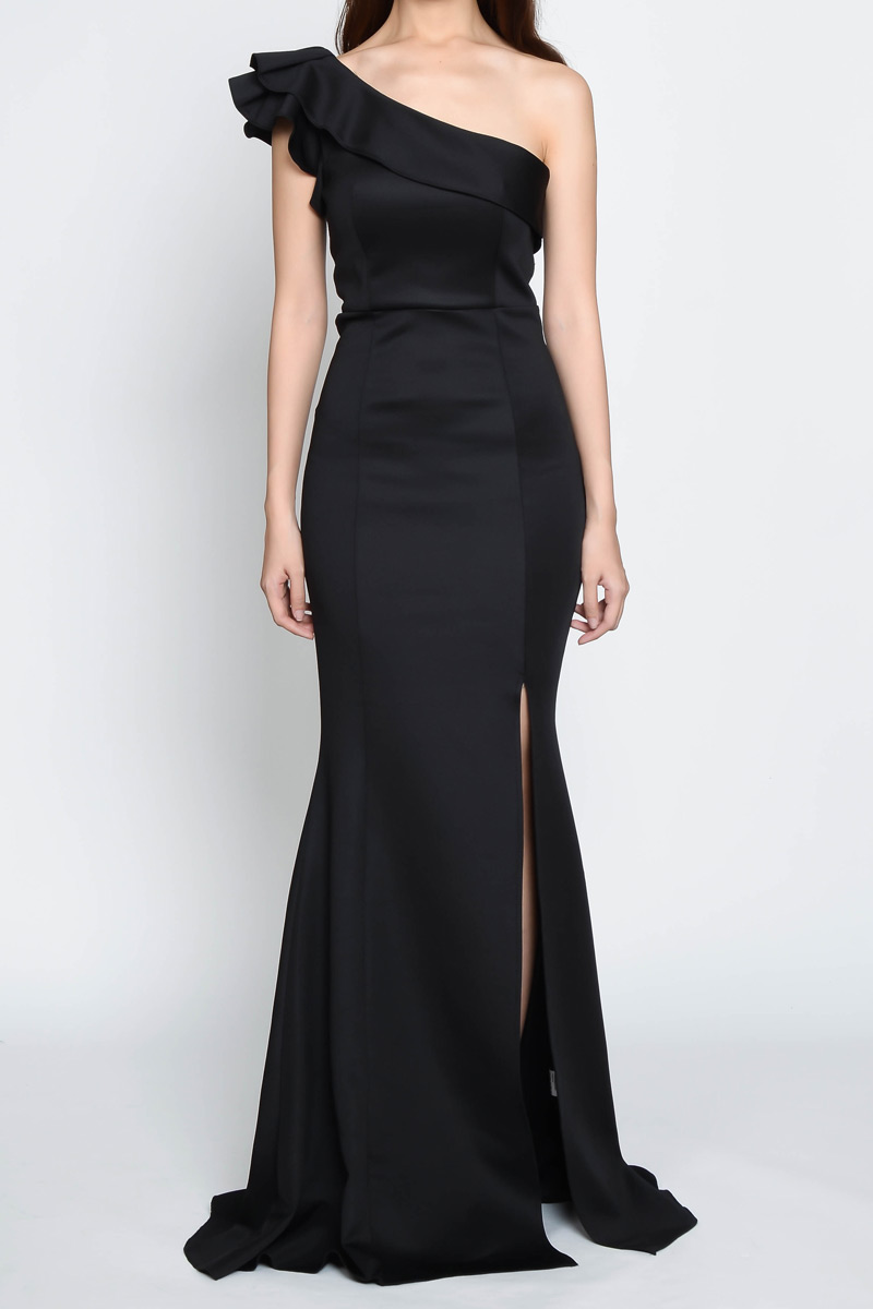 DRESS : Linette Toga Maxi Dress - Black by KEI MAG