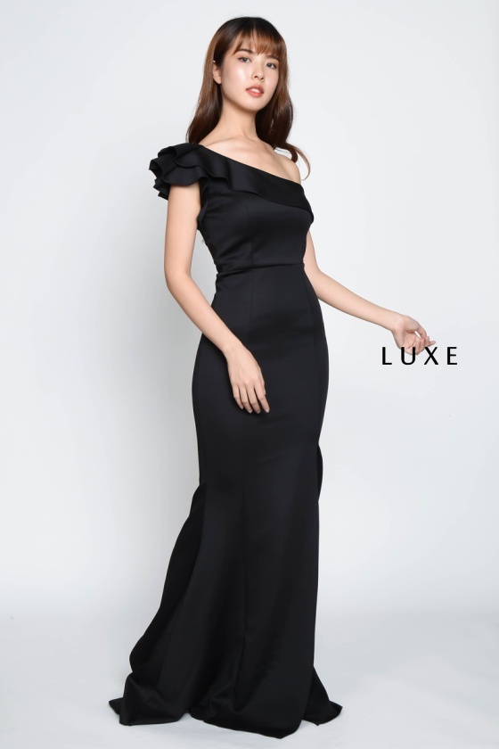 Linette Toga Maxi Dress - Black