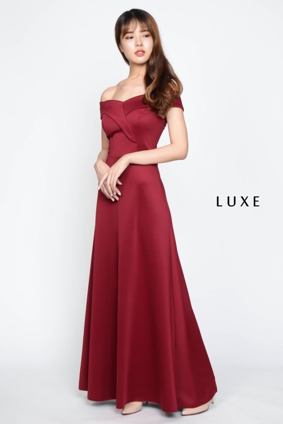 Hoise Off Shoulder Maxi Dress - Wine