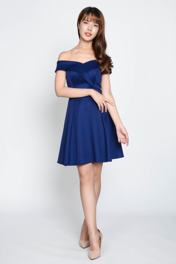 Lesa Off Shoulder Dress - Blue