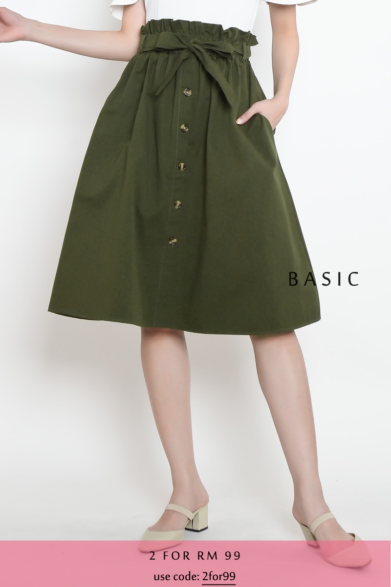 Green midi skirt 00 outlet