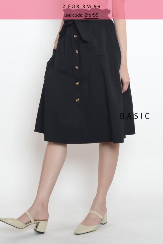 Allena Midi Skirt - Black