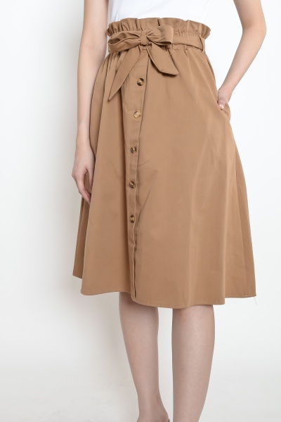 Allena Midi Skirt - Khaki