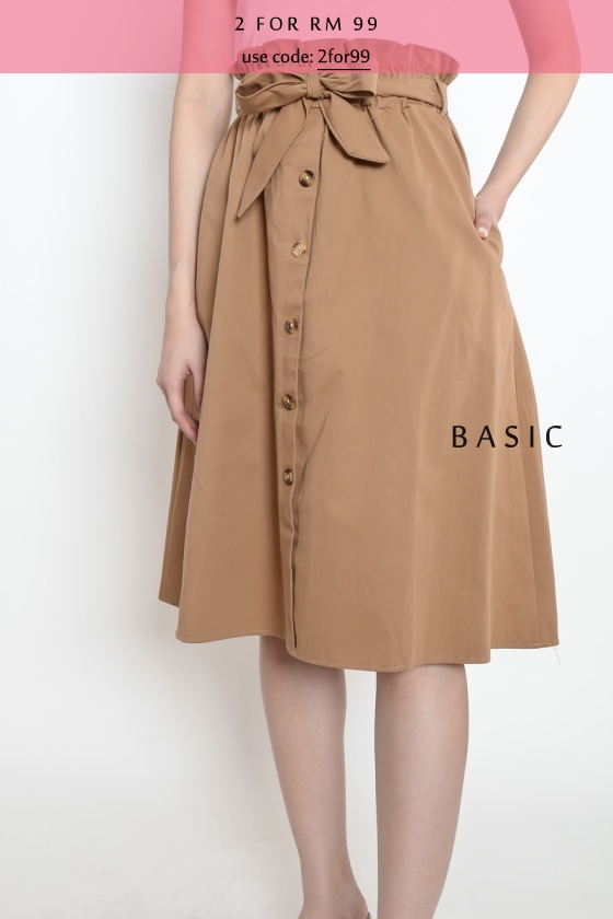 Allena Midi Skirt - Khaki