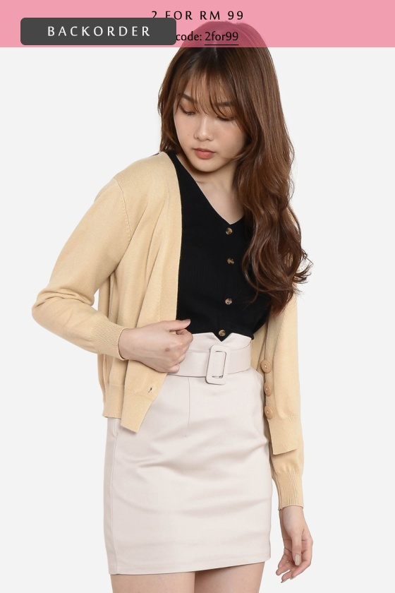 [BackOrder ETA 30 Apr] Flo Knitted Cardigan - Cream