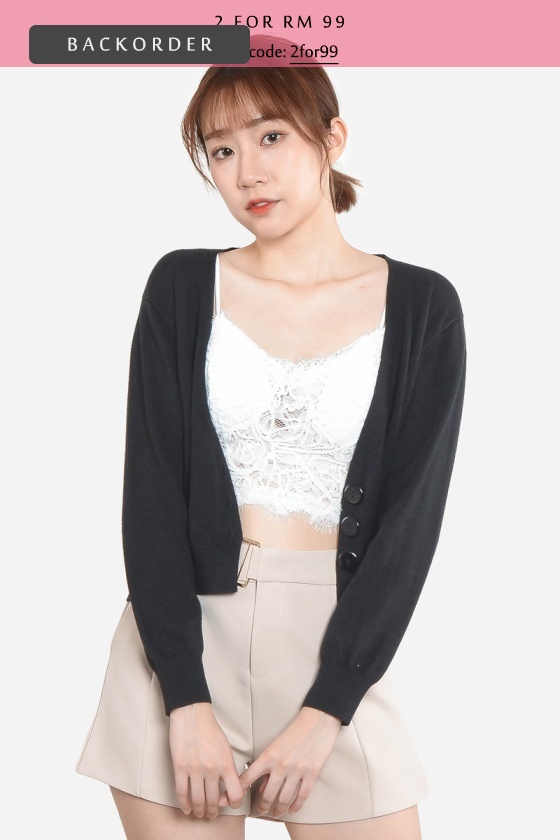 [BackOrder ETA 30 Apr] Flo Knitted Cardigan - Black