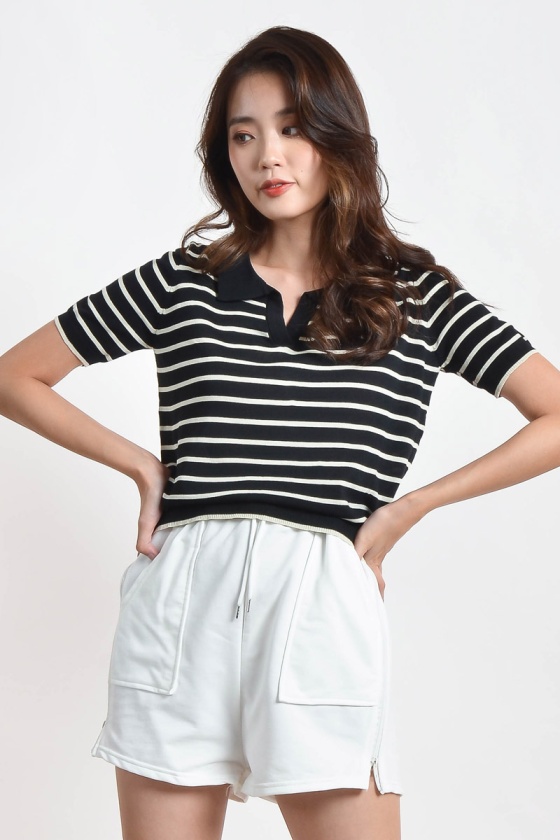 Kiyoko Stripe Top - Black