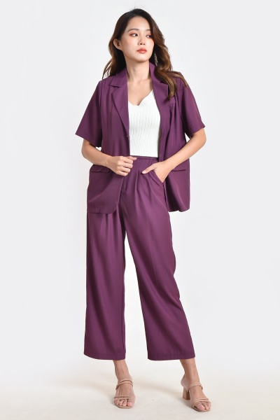 Elodie Blazer and Pants Set - Purple