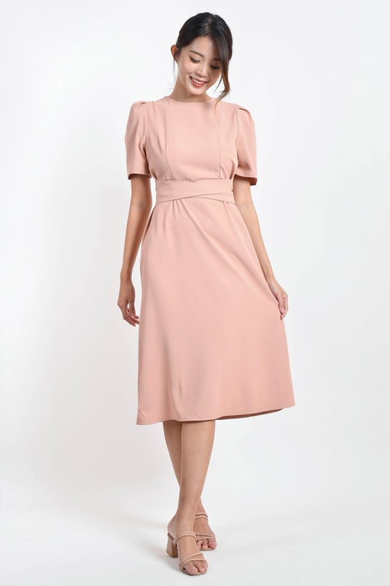 Angla Midi Straight Dress - Pink