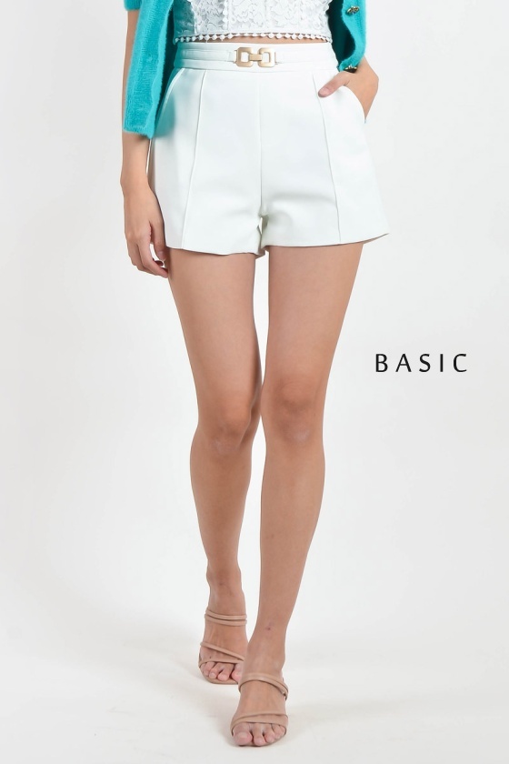 Shaylee Buckle Shorts - White