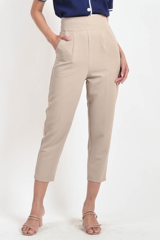 Lizeth Peg Leg Pants - Beige