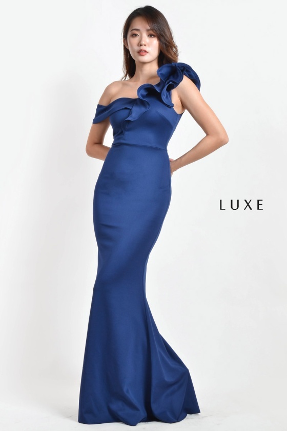 Aleena Ruffle Maxi Dress - Blue