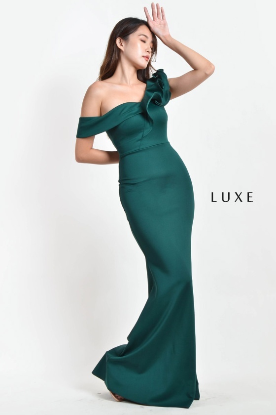 Aleena Ruffle Maxi Dress - Green