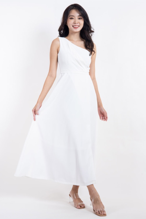 Kamryn Toga Slit Dress - White
