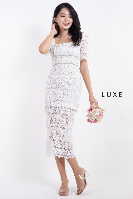 Ruth Boat Neck Crochet Dress