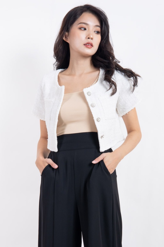 Elaine Tweed Top - Ivory