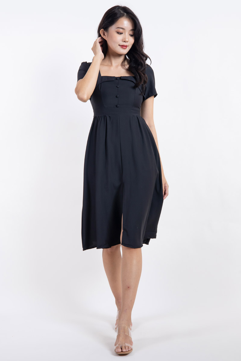 Barbara Button Dress Black