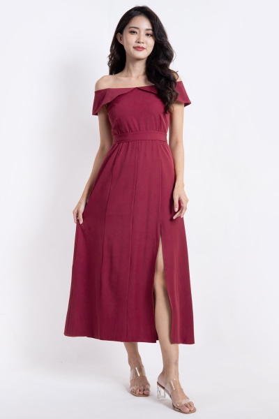 Temple Maxi Slit Dress - Wine
