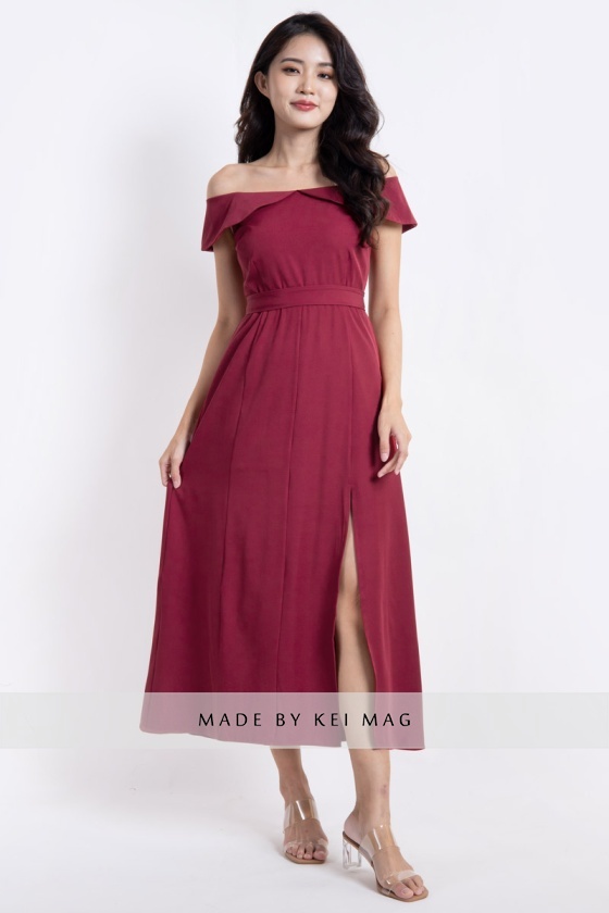 Temple Maxi Slit Dress - Wine