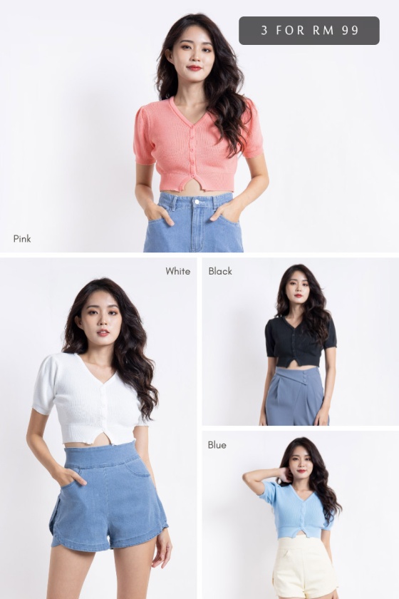 [3 for RM 99] Estrella Button Down Knit Top