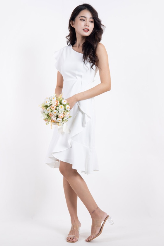 Juliette Toga Ruffle Dress - White