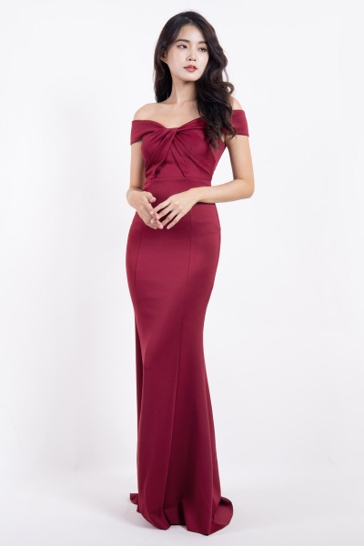 Tessa Twisted Maxi Dress - Wine