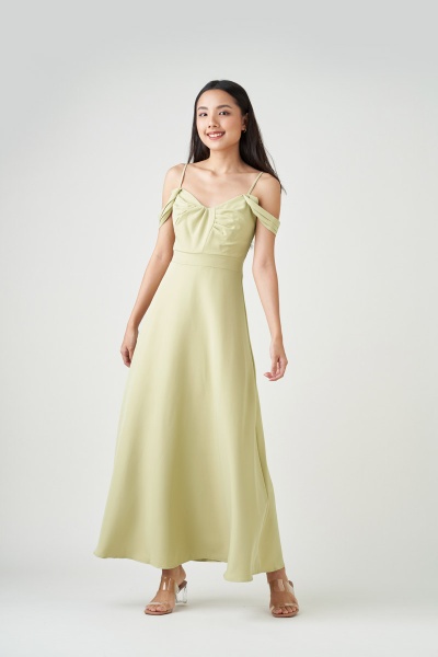 Helena Drape Maxi Dress - Green