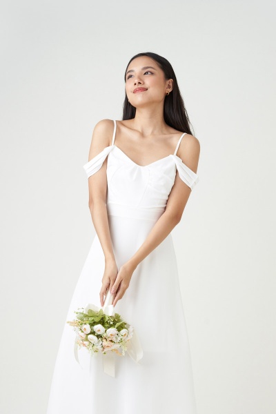 Helena Drape Maxi Dress - White