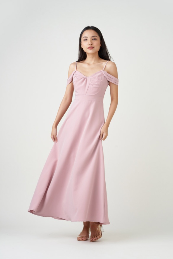Helena Drape Maxi Dress - Pink