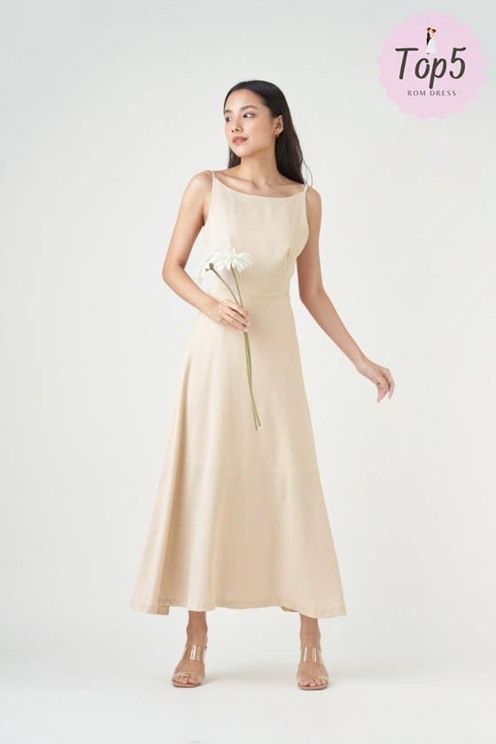 Charlize Satin Maxi Dress - Champagne