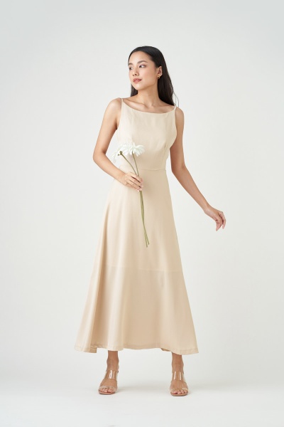Charlize Satin Maxi Dress - Champagne