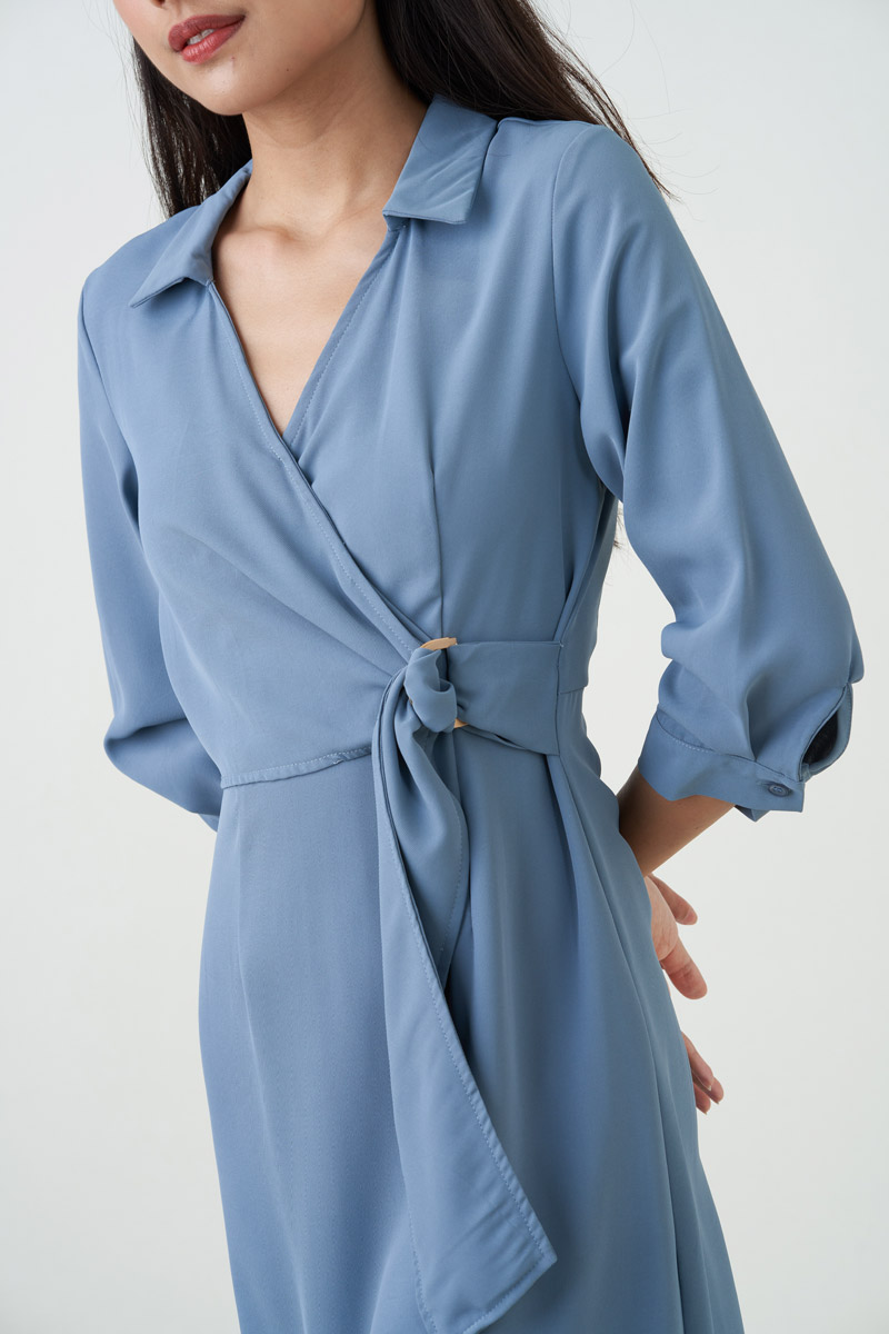 DRESS : Stacy Wrap Dress - Blue by KEI MAG