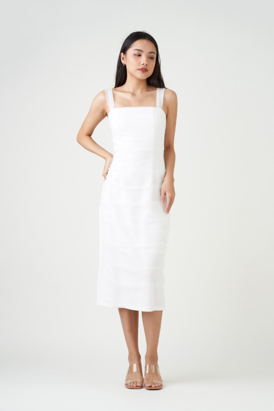 Amaris Midi Mesh Dress - White