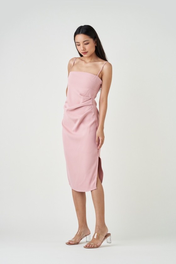 Yuliana Ruched Dress - Pink
