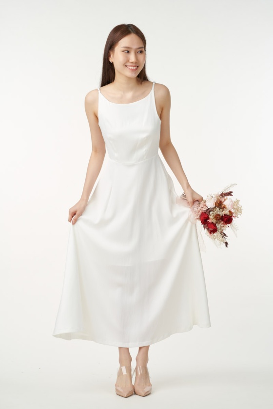 Charlize Satin Maxi Dress - White