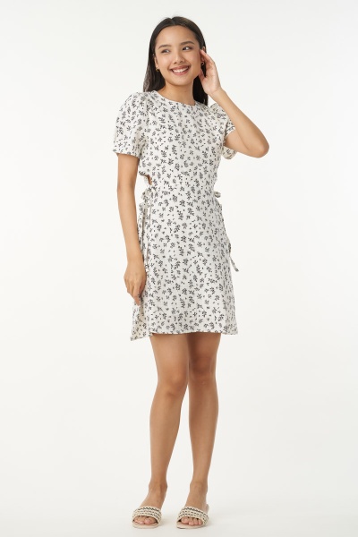 Linor Cutout Floral Dress - White