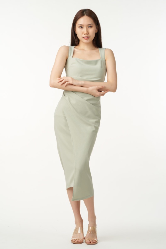Yazmin Bodycon Ruched Dress - Olive