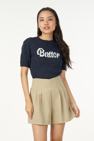 Alina Knitted Butter Top - Blue