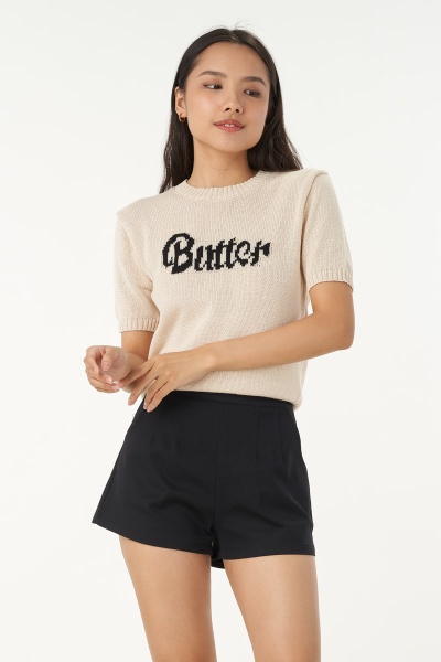 Alina Knitted Butter Top - Beige