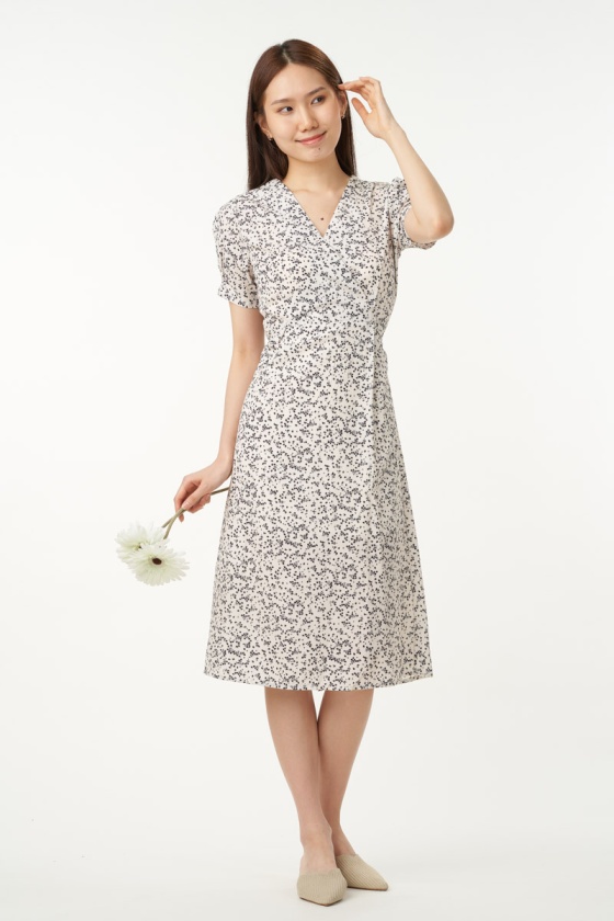 Stephany Floral Midi Dress - White