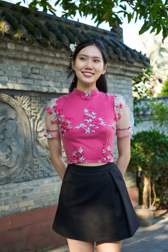 Parker Lace Cheongsam Top - Rose