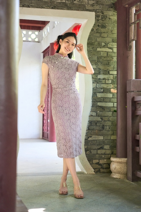 Jarah Furry Ruched Cheongsam