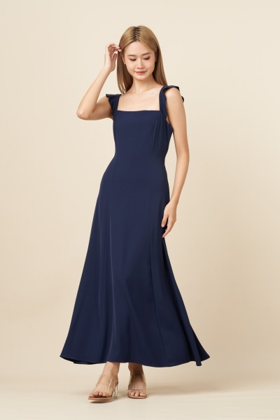 Ruby Ruffle Maxi Dress - Navy