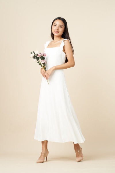 Ruby Ruffle Maxi Dress - White