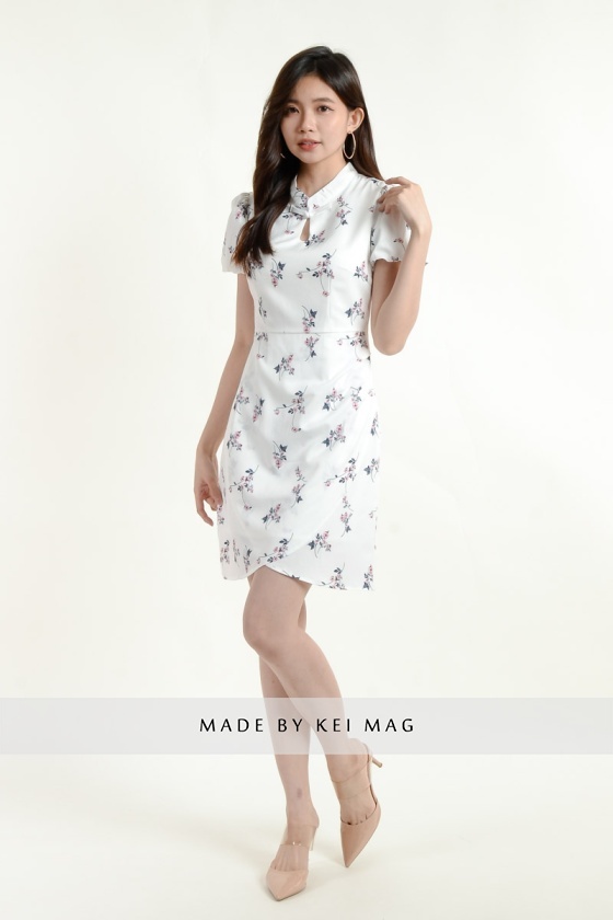 Melke Overlay Cheongsam - Pink Floral