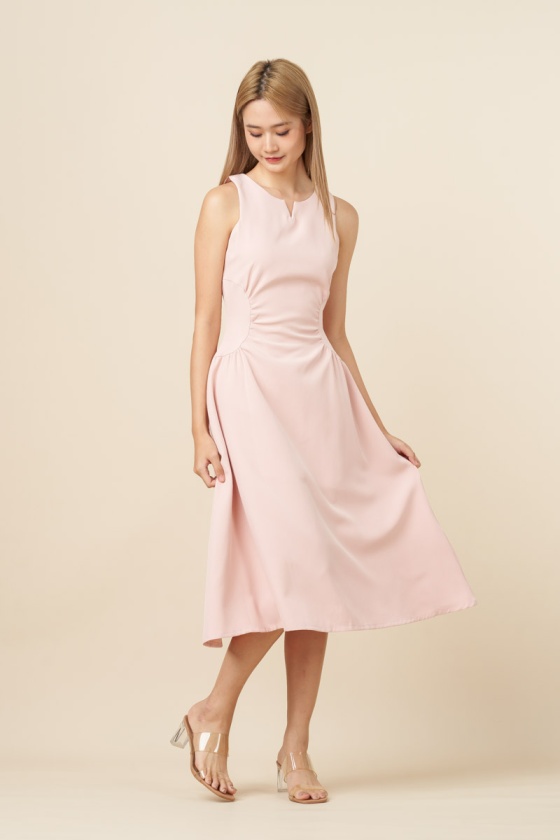 Caroline Cinched Waist Dress - Pink